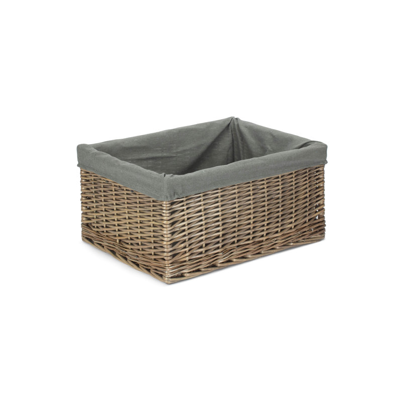 Wicker Lined Jumbo Storage Basket, Antique Wash/Grey