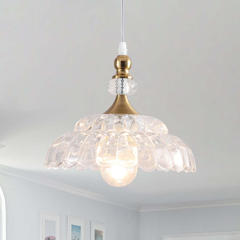 Luminaire suspendu en verre 1 lumière, Doré