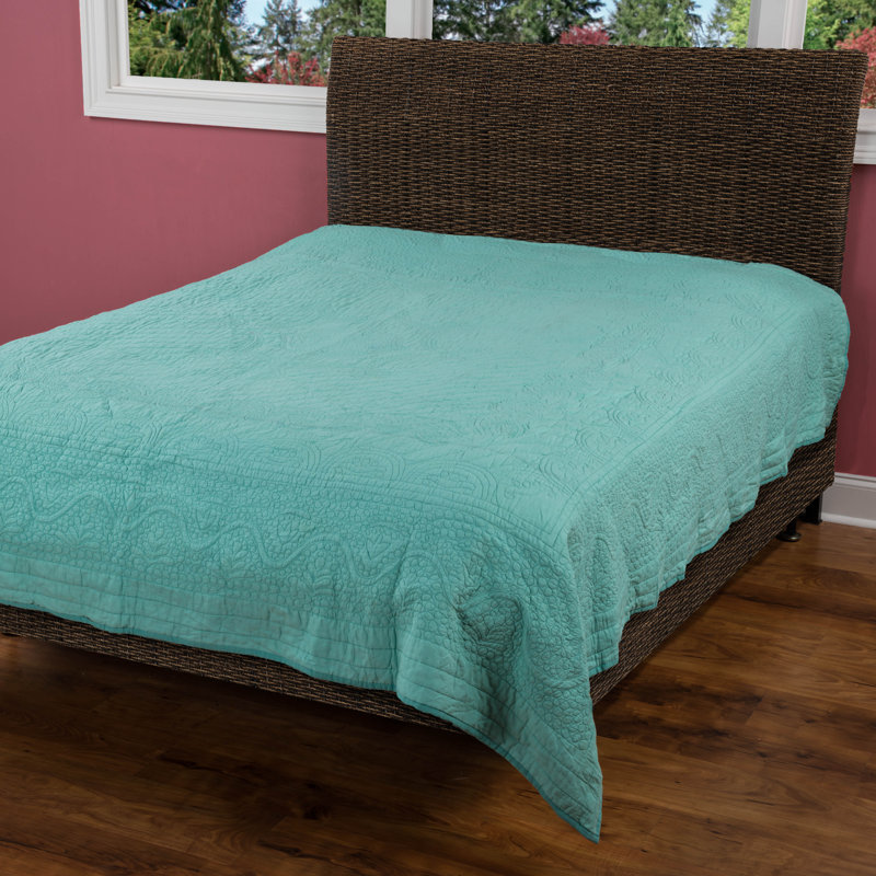 Moroccan Fling Modern & Contemporary Cotton Quilt, Aqua, Queen Quilt