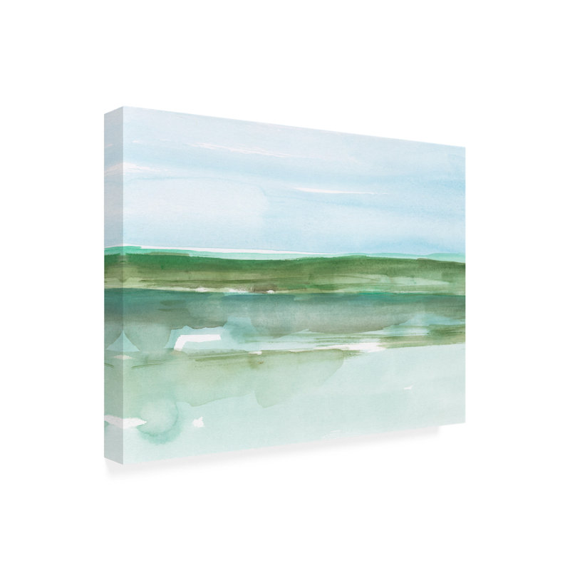 «Serene Aqua I», peinture sur toile, H 24 po x l 32 po x P 2 po