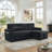 Modern Chenille Multi-functional Pull-Out Bed Sofa with Retractable Table and LED Lighting-511562392