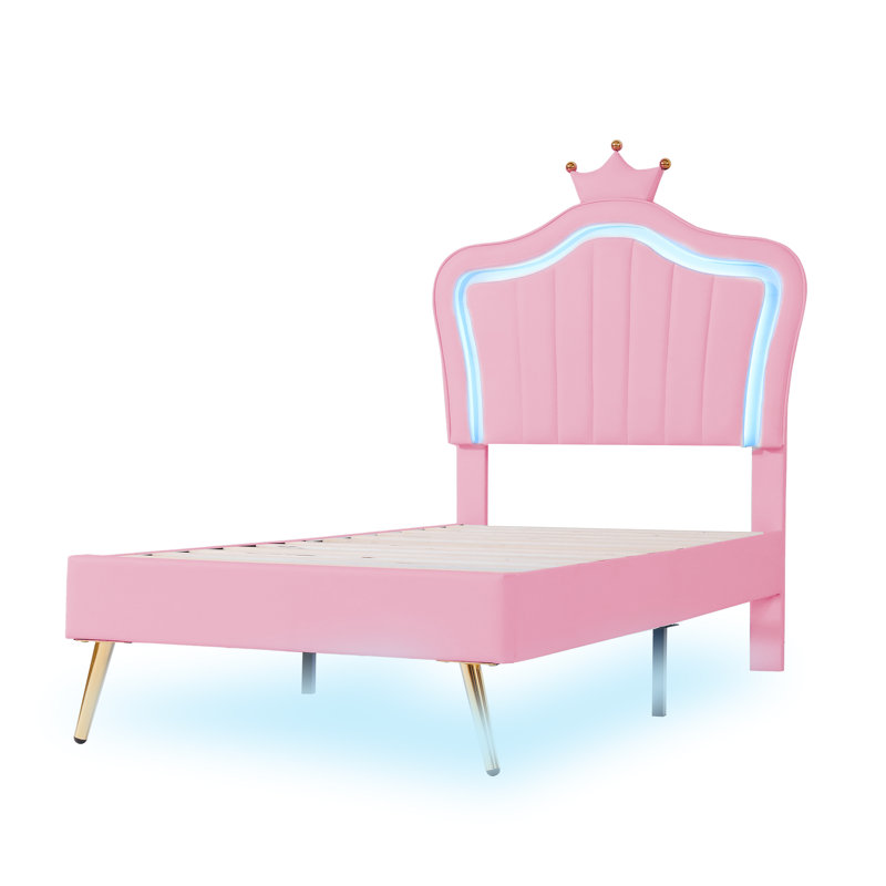 Jaran Upholstered Bed, Pink, 90 x 200cm