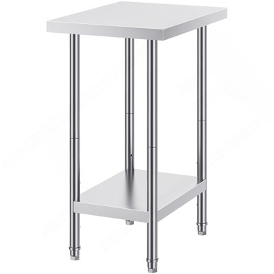 Stainless Steel Prep Table, 24 X 18 X 34 Inch, Heavy Duty Metal Worktable With 3 Adjustable Height Levels, Commercial Workstation For Kitchen Garage Restaurant Backyard