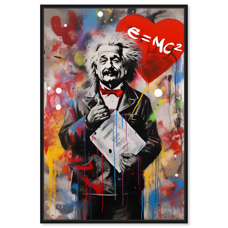 Genius Love, toile Graffiti Pop Art, Cadre noir, H 16 po x l 11 po