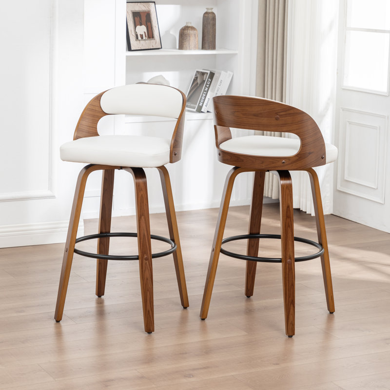 Artnagullian Swivel Vegan Leather Counter And Bar Stools, Counter Stool  (25" Seat Height), White