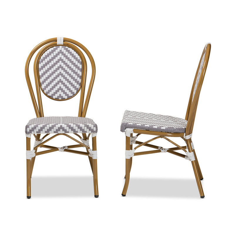Classic French White and Grey Bamboo Style Dining Chair Set