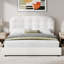 Lit plateforme tapissier avec tête de lit Boucle, base de lit Cloud, coins arrondis doux-558553780-558553782