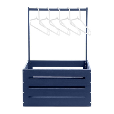 Wooden Baby Shower Crate Storage Box with Handle Gift Organizer Basket Navy Blue
