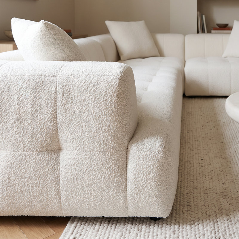 Brithanny Mid-Century Symmetrical Boucle Corner Sectional Sofa