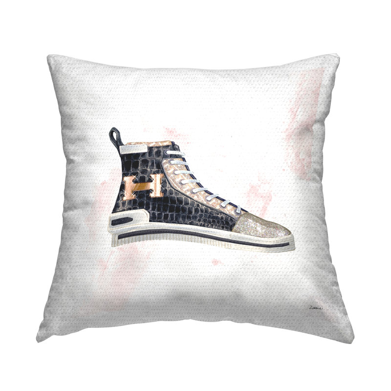Coussin d'extérieur Stupell Industries Glam Snake embossed Sneaker Illustration Fashion