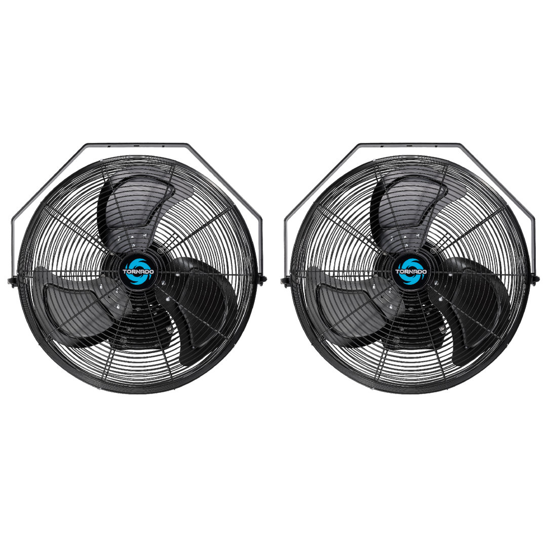 2 Pack - Tornado 18 Inch Outdoor Rated IPX4 Water-Resistant High Velocity Industrial Wall Mount Fan Commercial, Industrial, Greenhouse Use 3 Speed 6.6 FT Cord UL Safety Listed (Set of 2) Tornado Fans