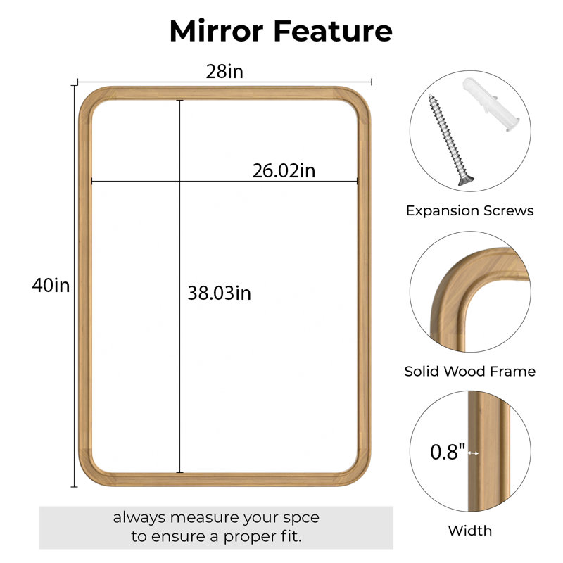 Miroir mural Chavonda, 40 po x 28 po