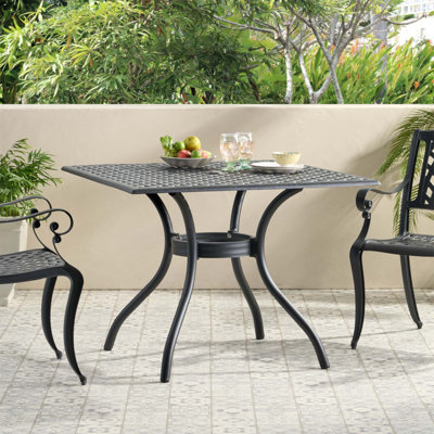 Table de salle à manger Cayman Mesh 39In carrée pour l'extérieur, légère et durable pour un patio