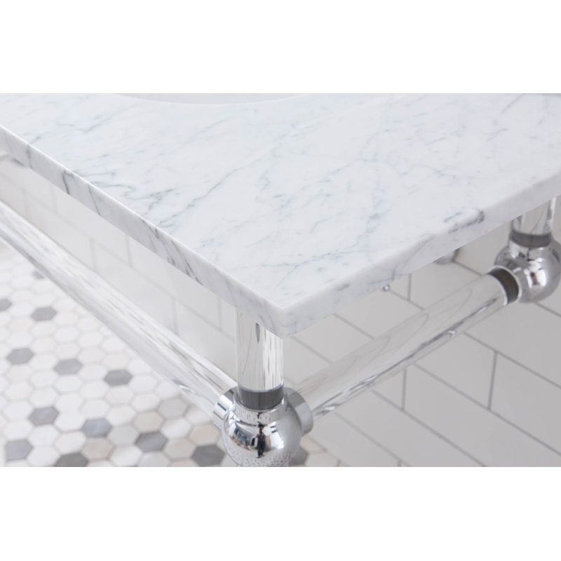 Greyleigh Copeland 60" Stone Oval Bathroom Sink with Overflow, Chrome, Clear