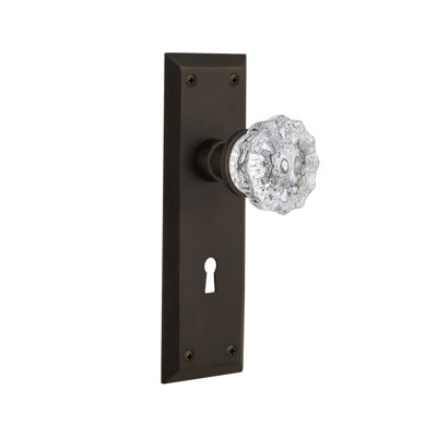 New York Plate with Decorative Keyhole and Crystal Door Knob