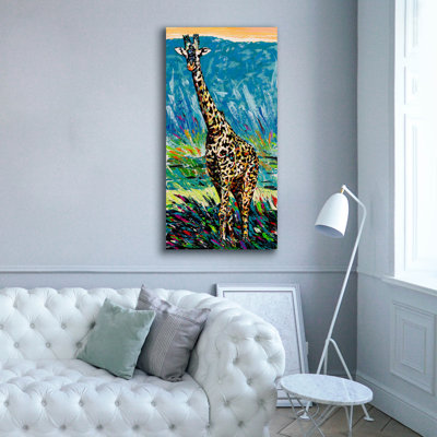 «Regal Giraffe 1» par Carolee Vitaletti, art mural sur toile, 30 po x 60 po
