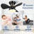 FIMEI 24” Straight 3 Blades Flush Mount Modern Ceiling Fan with Dimmable LED Light Kit,RC,Reversible Blades,6 Speeds-1346383929