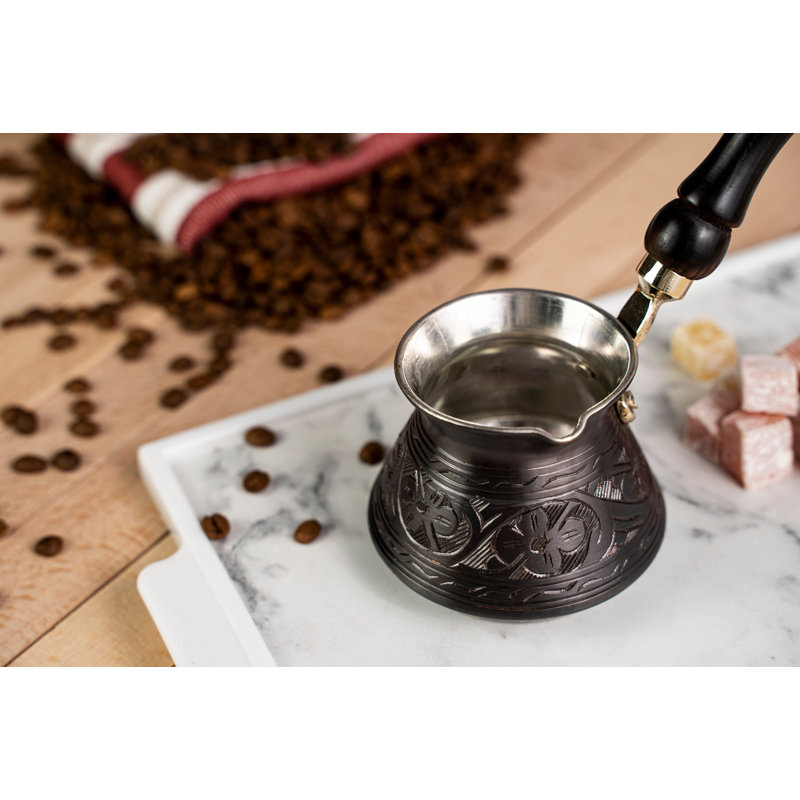 Handmade Hammered Copper Turkish Coffee Pot – Pure Solid Copper by ALFIQ, 7 cups