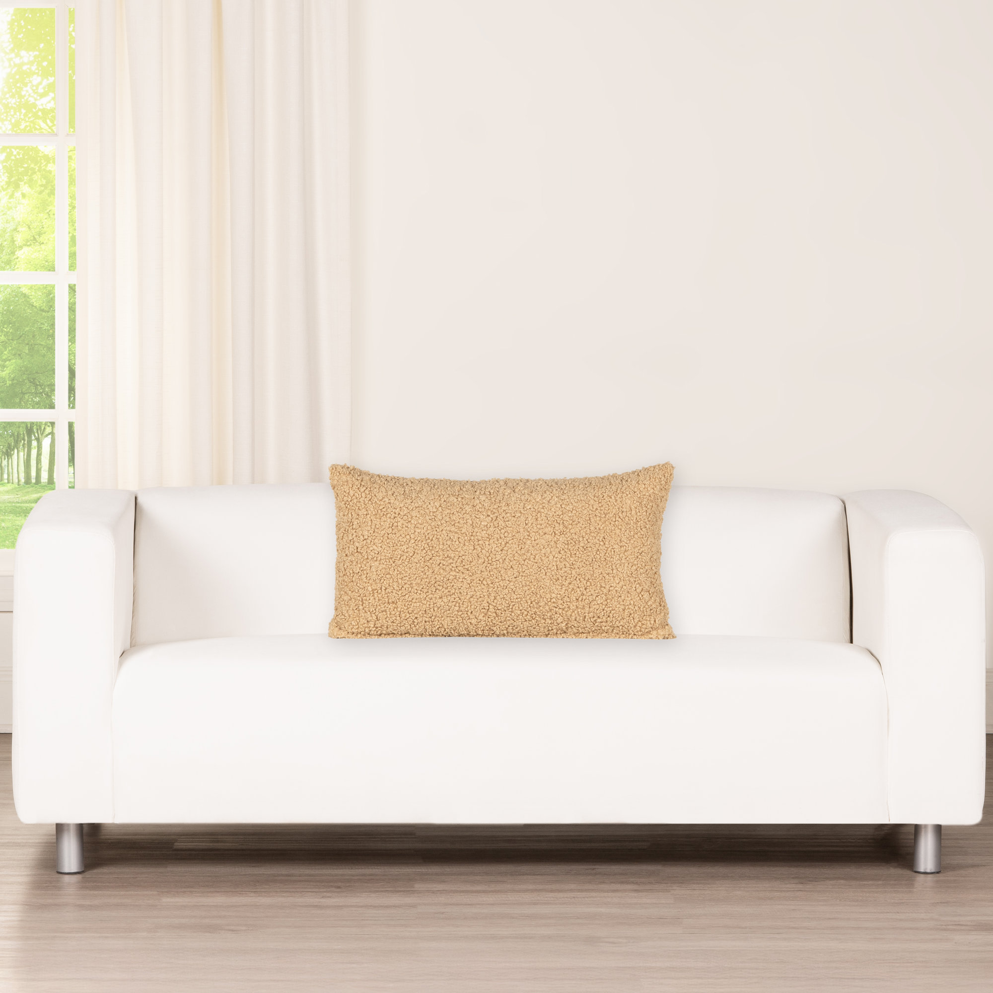 Tiffany Honey 20" x 20" Throw Pillow, Feather, Beige, 
Rectangle 12"H x 21"W
