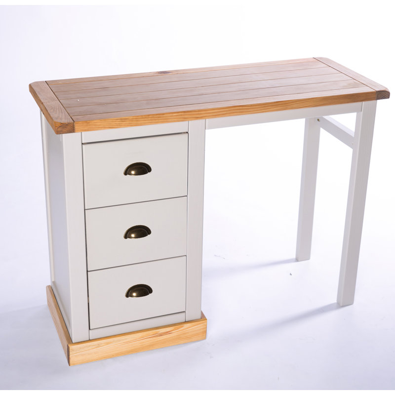 Brice Writing Desk, Grey/Wood, Brass