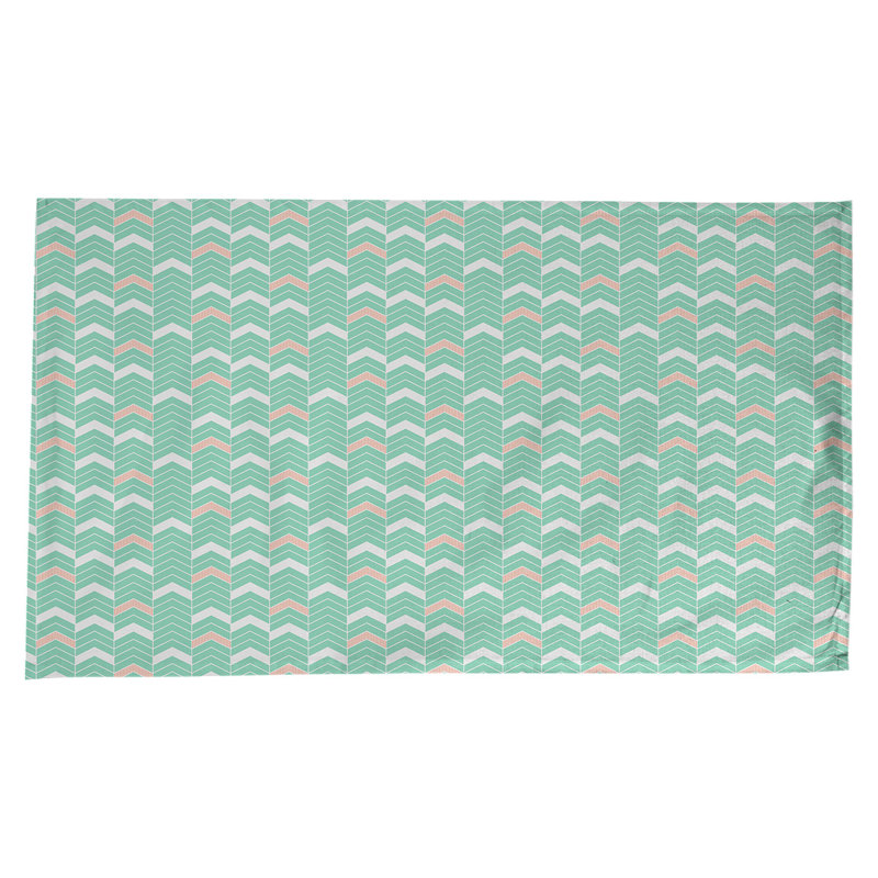 Nappe à chevrons à traits Stephenie, Vert / Orange