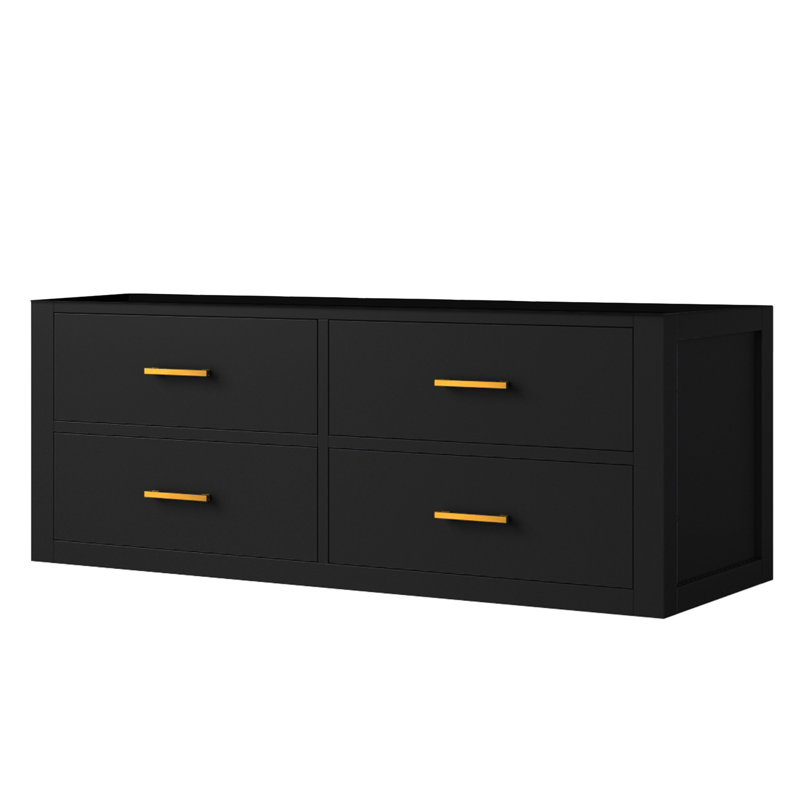 Meuble-lavabo simple noir 48 po avec rangement à fermeture douce et sécuritaire, Noir