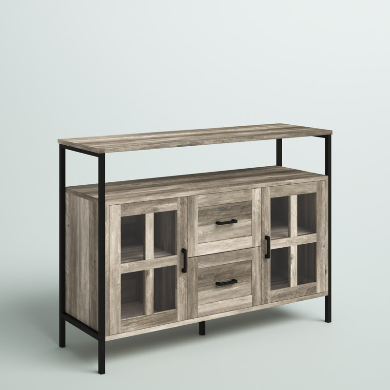 Buffet bas à deux tiroirs, Gris