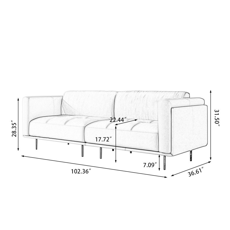 Canapé modulaire noir en cuir véritable, H 31,5 po x l 102,36 po x P 36,61 po, 3, Noir