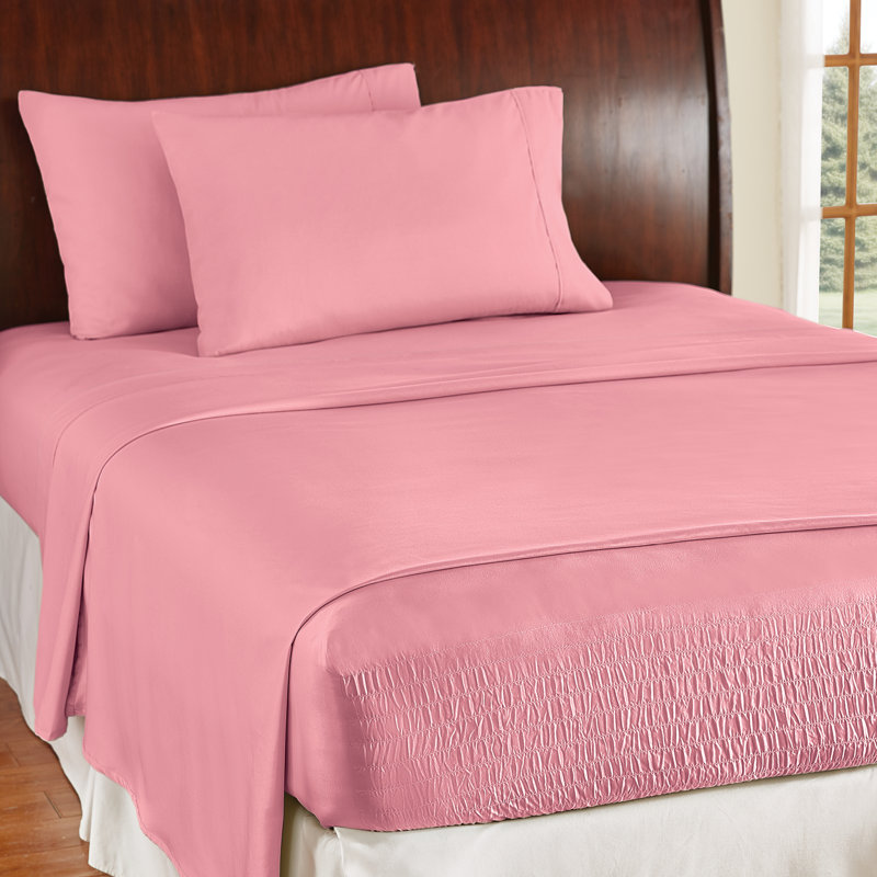 Microfiber Sheet Set, Rose, Queen Fitted Sheet w/ 2 Standard Pillowcases