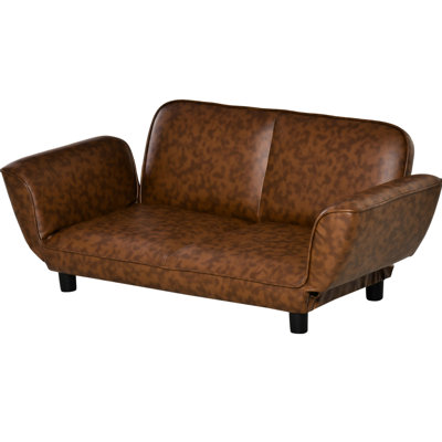 Foldable Dog Bed, Pu Leather In Brown For Medium & Large Canines, With A Comfortable And Practical Design Pet Lounger, Leather, Brown, Relaxing Resting Area