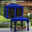 Abri escamotable 11 pi X, pavillon de jardin extérieur avec filet à fermeture à glissière amovible, tente instantanée, tente de patio bleue pour la cour