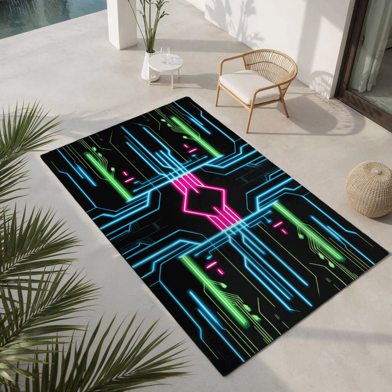Technicolor Streak Indoor And Outdoor Area Rug, Rectangle 5' x 7'