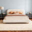 Lit plateforme très grand avec tissu Boucle, lit plateforme tapissier en tissu Boucle avec tête de lit courbée, blanc, assemblage facile-1101998837-1100871392