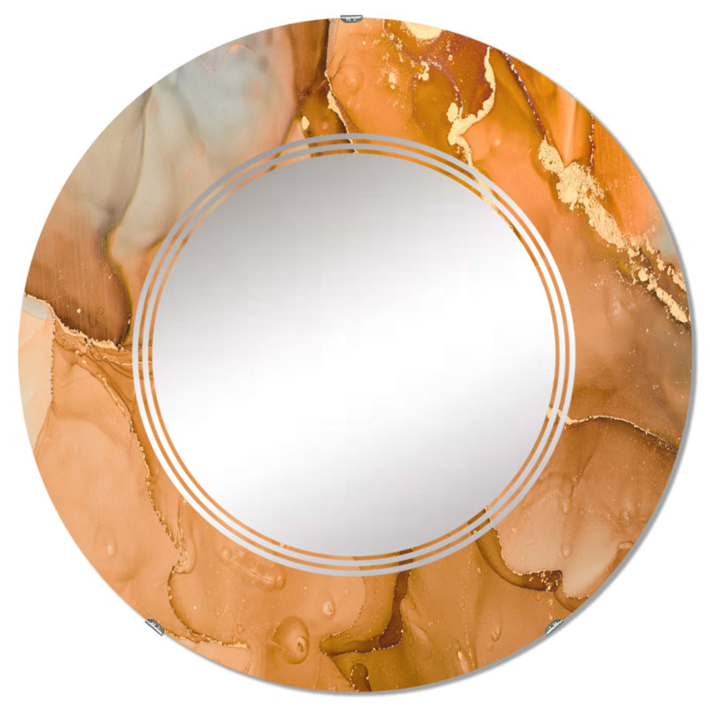 Miroir mural moderne et abstrait brun, 24 po x 24 po