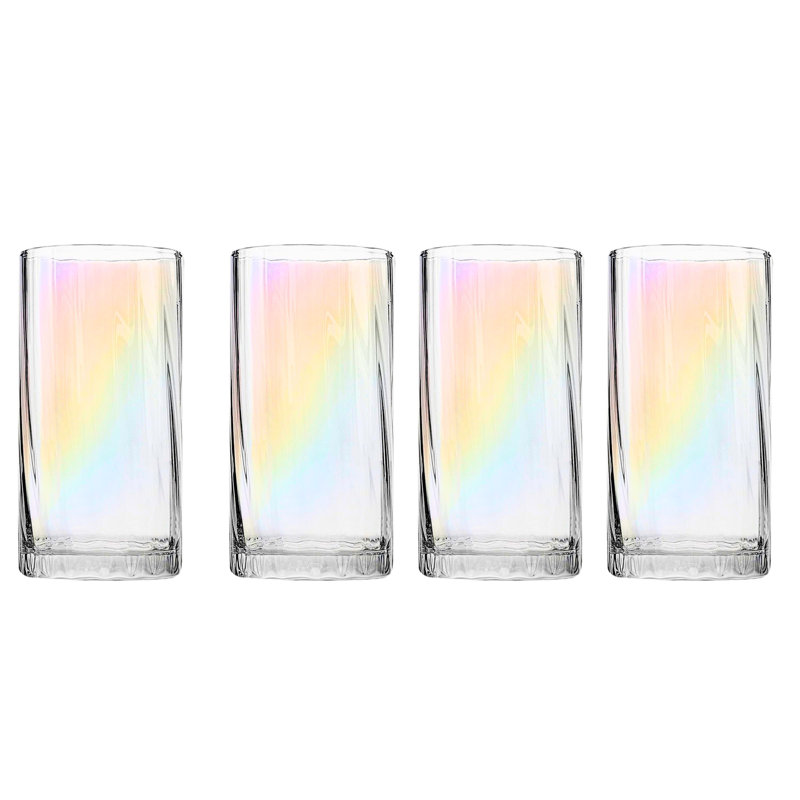 Elegant Iridescent 12 oz Highball Glassware Set of 4