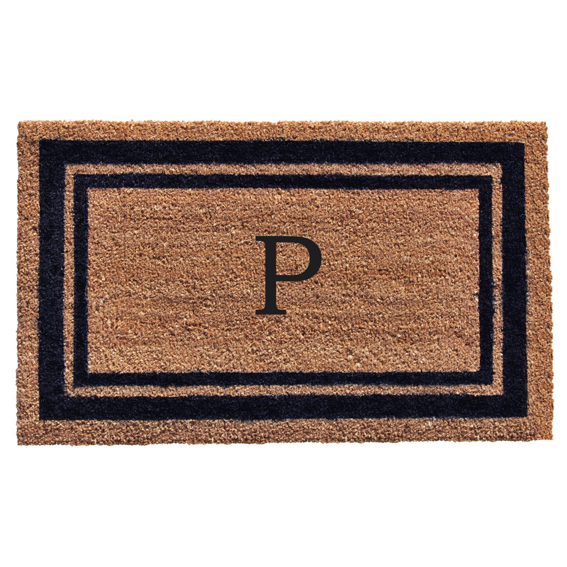 Tapis d'entrée antidérapant Stortz, Bleu foncé / brun clair, P, Rectangle 1 pi 6 po x 2 pi 6 po