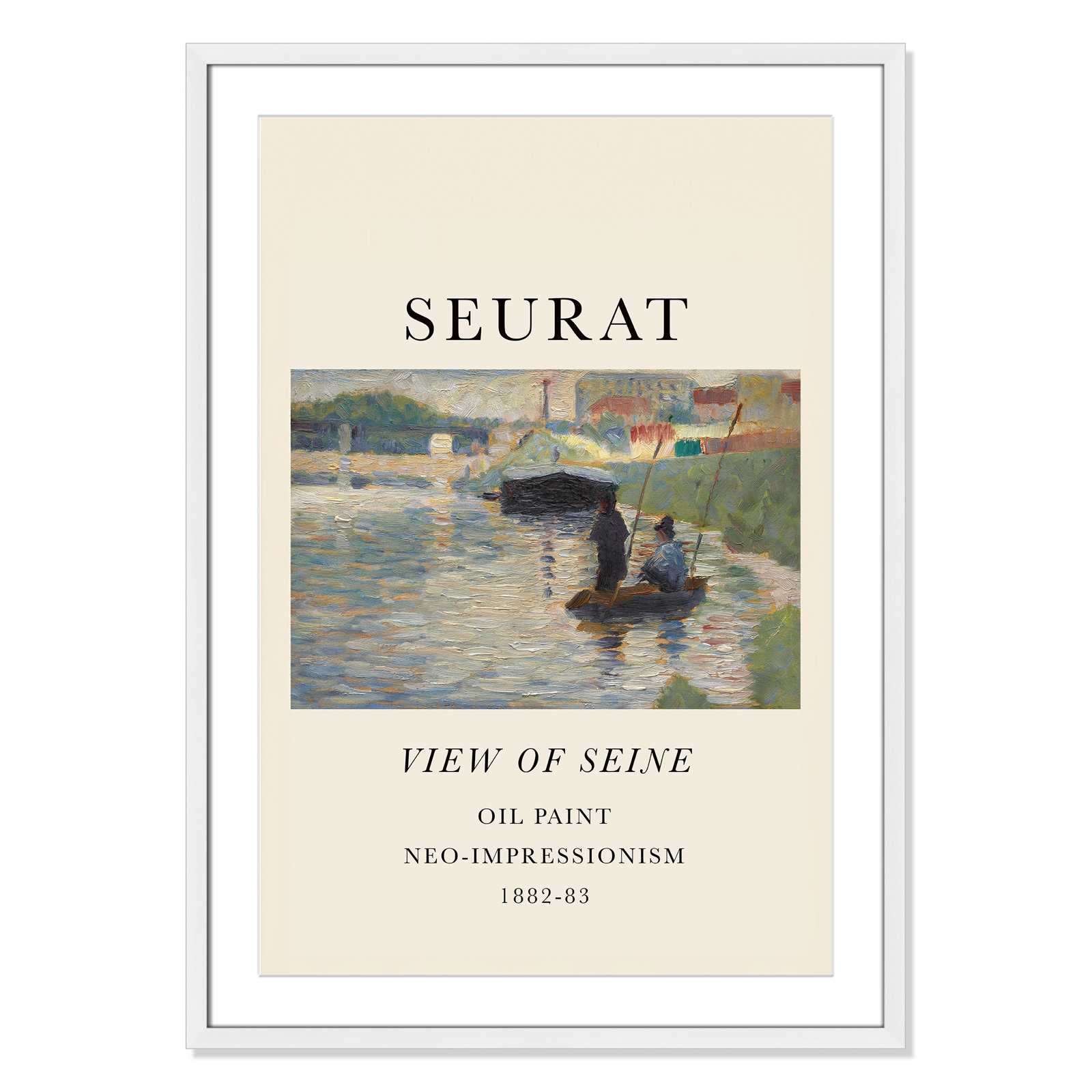 View Of Seine by Georges Seurat, Yes, 35.5" H x 25.5" W x 1.25" D, White Single Picture Frame