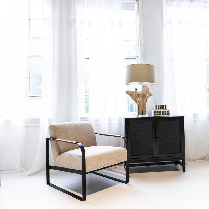 Upholstered Occasional Chair, Beige Polyester Blend