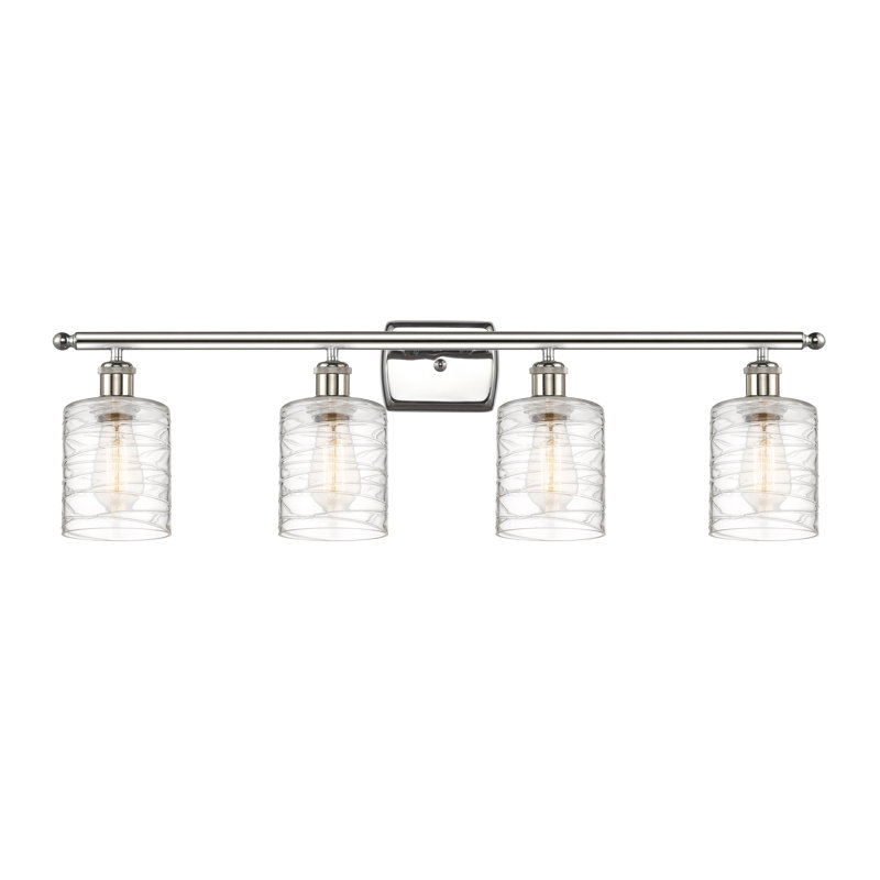 Éclairage de salle de bain à intensité variable 4 lumières Leilani, Ampoule incandescente rétro de 60 watts, Nickel poli