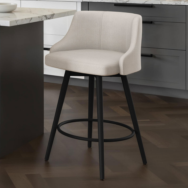 Pruitt Swivel Counter & Bar Stool, Black, Pale Gray, Counter Stool (27.75" Seat Height)