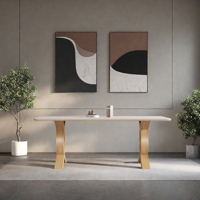 Minimalist ash wood dining table