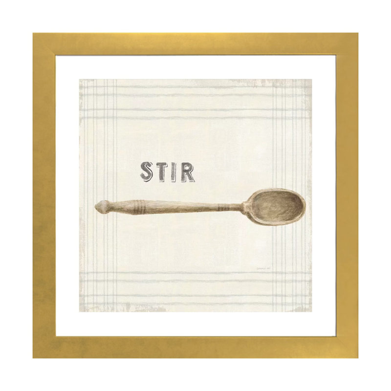"Cuisine" par Danhui nai, impression d’art graphique, Blanc, H 16 po x l 16 po x p 1 po, Papier encadré doré