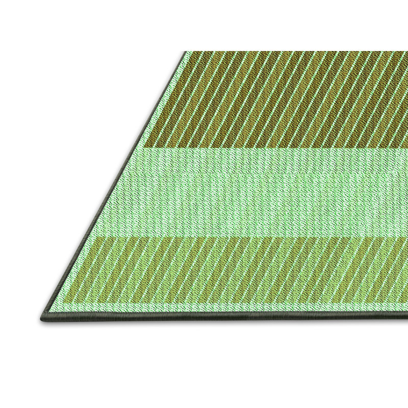 Tapis vert en laine à rayures Hyde, Rectangle 5 pi x 7 pi