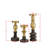 Nara Antique Brass And Vintage Wood Taper Candlestick And Pillar Candle Holders - Set Of 3