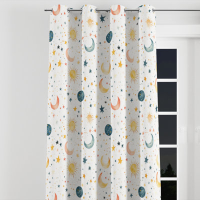 Rideaux célestes pour enfants pour chambre à coucher - rideau simple à oeillets ciel étoilé minuscule - 1 panneau
