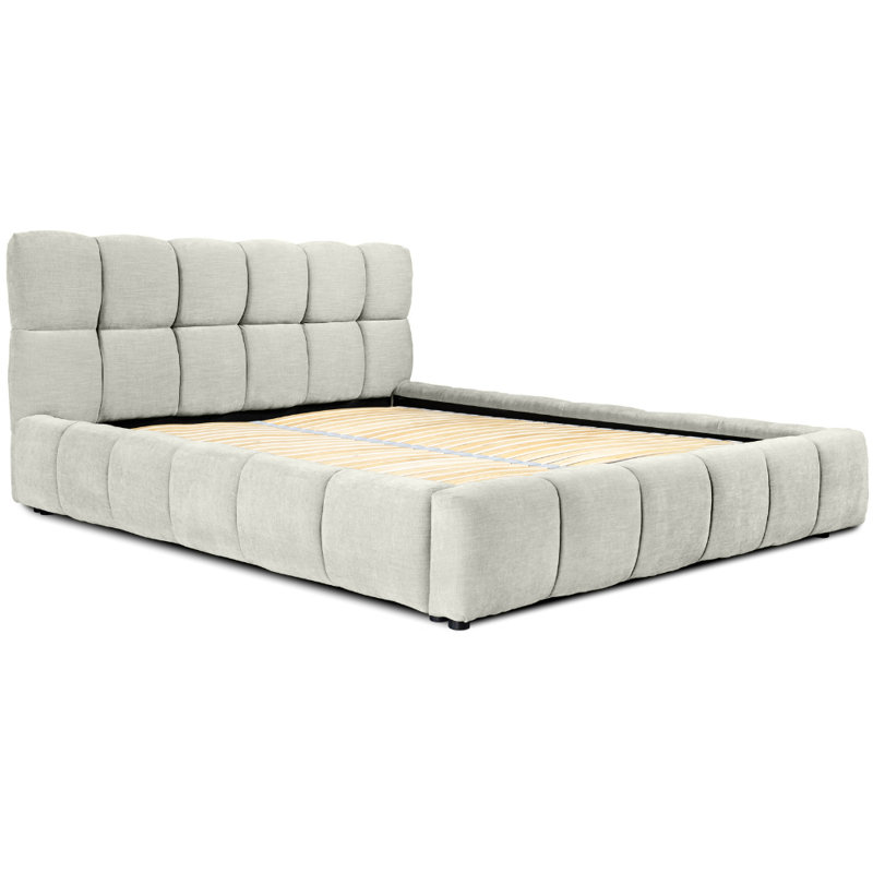 Abelina Upholstered Lift Up Storage Bed, European Kingsize (160 x 200cm), Light Grey
