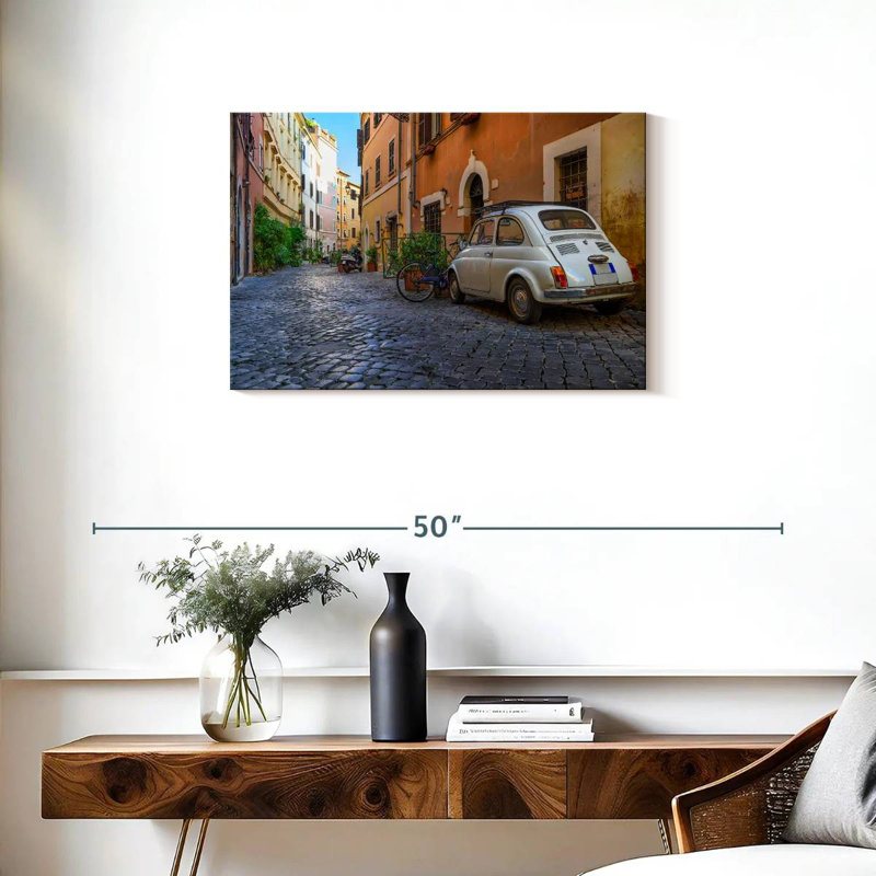 Rue pavée Sireci à Rome, H 20 po x l 30 po