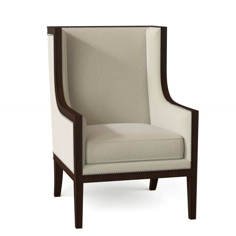Jameson 28" Wide Down Cushion Slipcovered Wingback Chair, Katy Dark Brown, Café