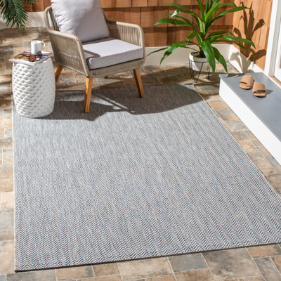 Tapis d'intérieur / extérieur gris / bleu marine Arneshia