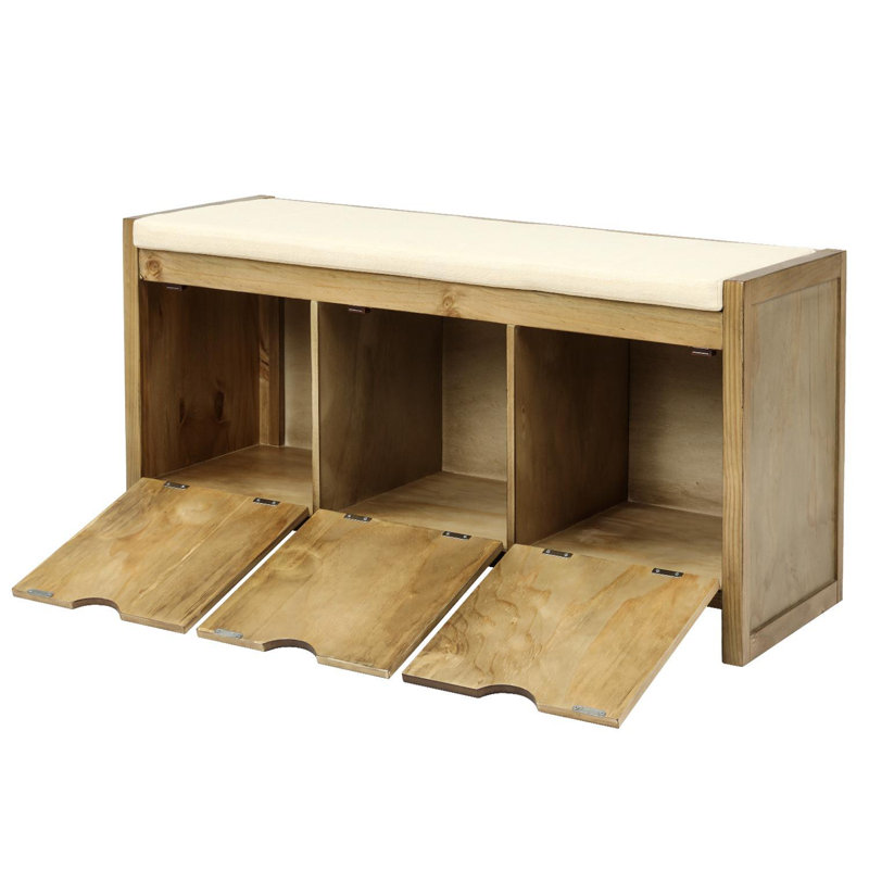 Banc de rangement avec coussin de rangement, Gris délavé